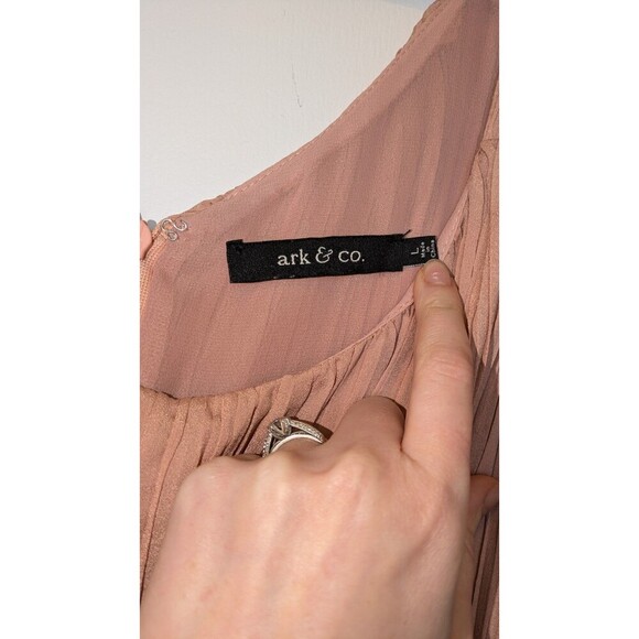 Anthropologie Ark & Co Women Large Cocktail Dress Pink Pleated A-Line Sleeveless - Picture 3 of 12